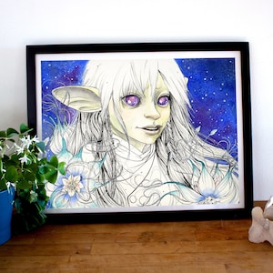 Dark Crystal Deet Fine Art Giclée Print, Gelfing Art Print, Fairy Art Print