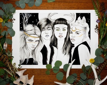 Brujas Giclée Fine Art Print / Witch Art / Witchy Print / Pagan Art / Wicca / Coven / Dark Art