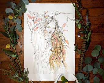 Dryad  Fine Art Print | Giclée Print | Folklore Art Print | Dark Art Print | Greek Myth Art Print | Fairytale Art | Wall Art