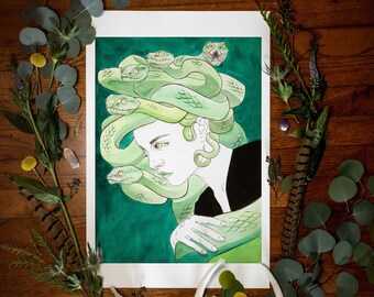 Medusa Fine Art Giclée Print| Mythology Art| Greek Myth| Figurative Art| Dark Art
