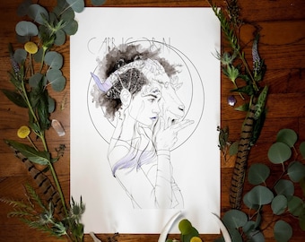 Capricornio Zodíaco Bellas Artes Giclée Impresión / Capricornio Arte de la pared / Arte del Horóscopo / Arte del Zodíaco / Arte Capricornio / Regalo del Zodíaco