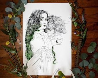Zodiaco chino Giclée Impresión de bellas artes / Año del buey / Año nuevo lunar / Zodíaco lunar / Mitología / Folclore / Astrología