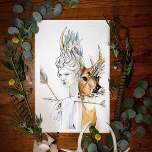 Martyr (Saint Sebastian) Art Print | Martyr Print | Deer Print | Dark Art | Figurative Art