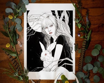 Vampire and Her Bun Giclée Fine Art Print | Folklore Art Print | Dark Art Print | Vampire Art Print