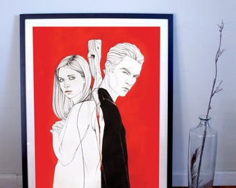 Buffy the Vampire Slayer: Buffy & Spike Art Print, Buffy Poster, Spike Poster, Spuffy, Spuffy Poster, Buffy Print, Spike Print, Spike Quote