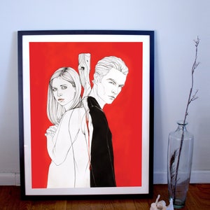 Buffy the Vampire Slayer: Buffy & Spike Fine Art Giclee Print  | Buffy Art | Spike Art |Spuffy Art | Spike Quote