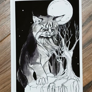 Yule Cat (Jólaköttur) Art Print Greeting Card| Yule Cat Greeting Card| Giant Cat| Christmas Myths| Folklore| Winter Folklore| Folklore Card