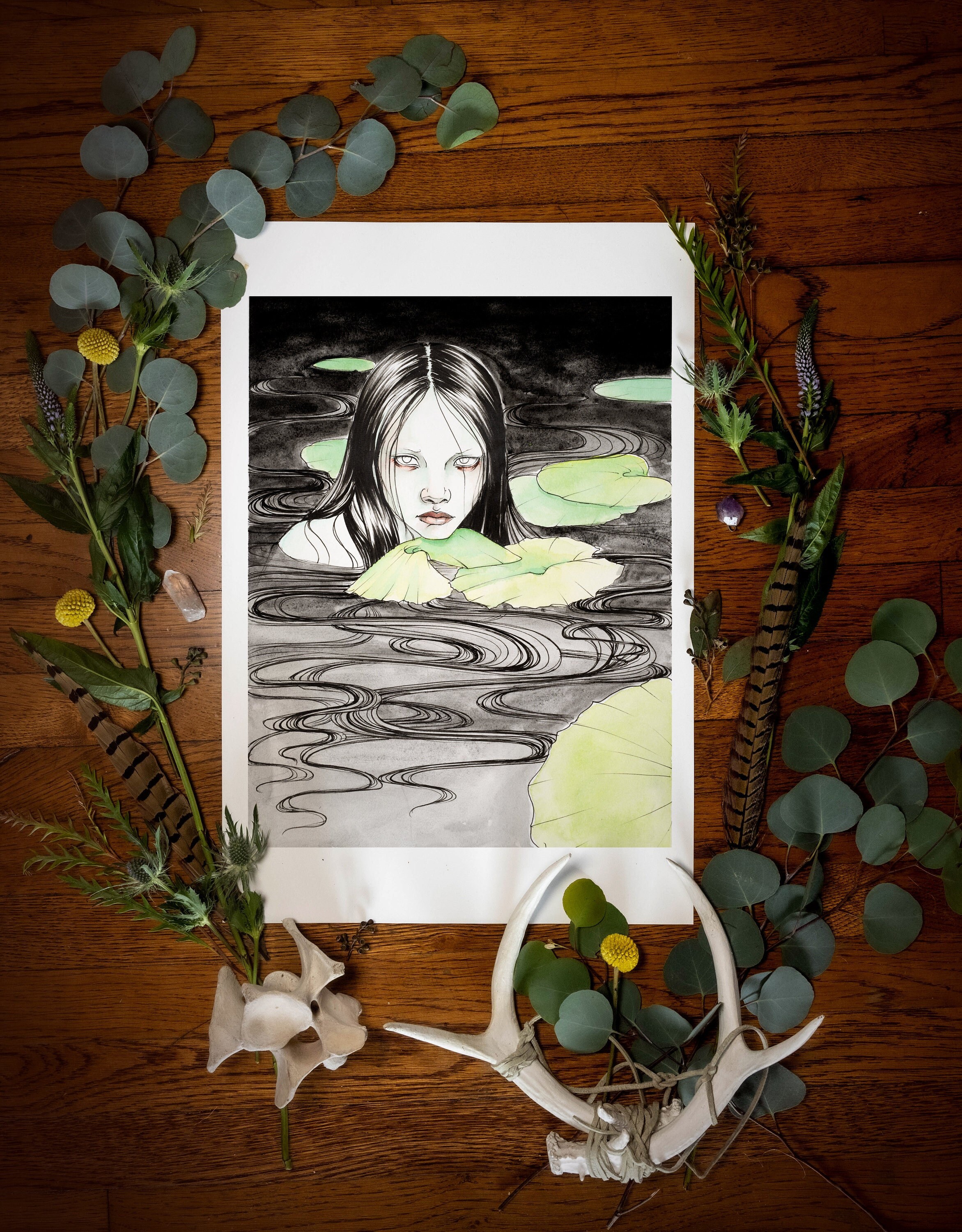 アート　PRETTY GREEN Prints 「Pocket Full」 Jenny Greenteeth Giclée Fine Art Print | Folklore Art Print | Dark