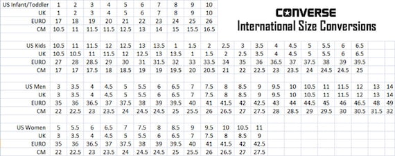 Converse Size Chart Youth