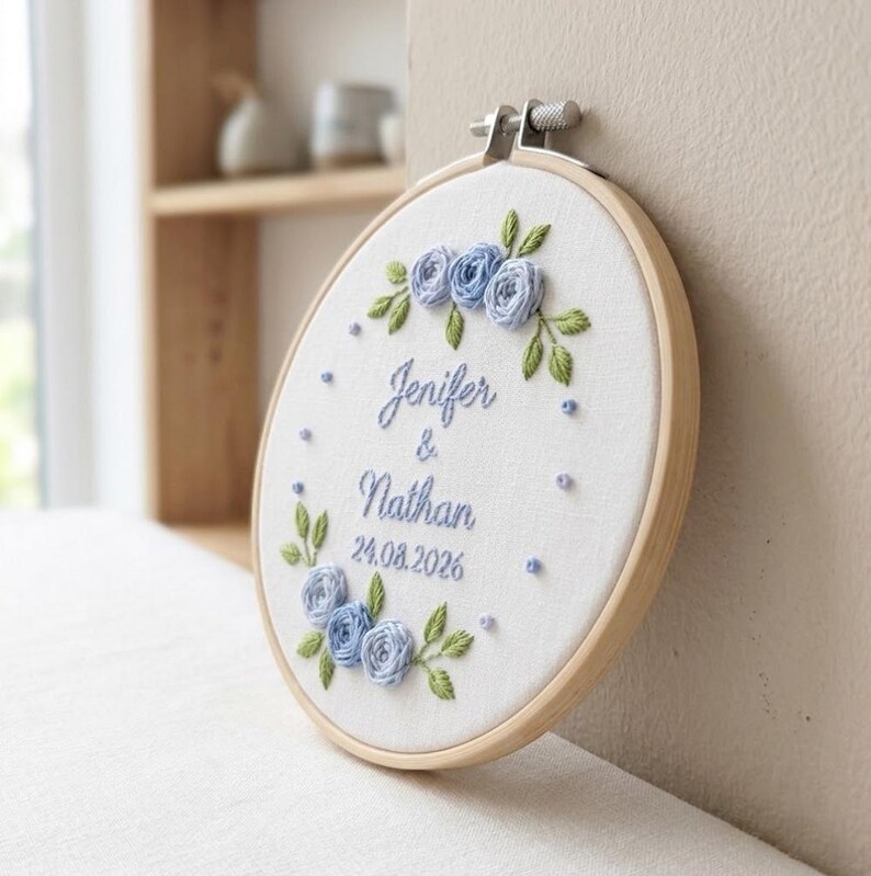Personalized Wedding Embroidery Hoop, Custom Couple Names & Date Wall ...