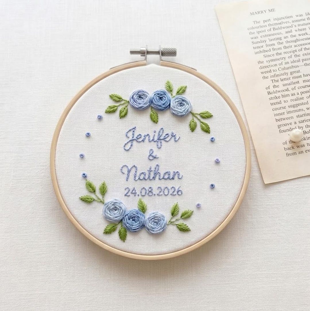 Personalized Wedding Embroidery Hoop, Custom Couple Names & Date Wall ...