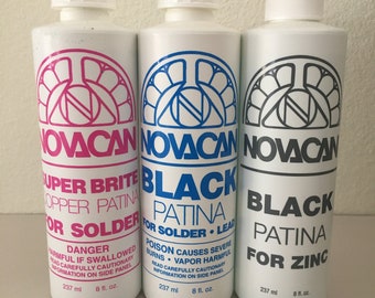 Novacan Patina | Stained Glass Supplies | Black or Copper for Solder | Black for Zinc