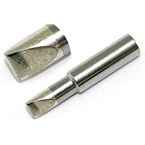 May include: Two silver soldering tips, one with a pointed tip and the other with a chisel-shaped tip.