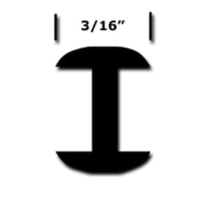 May include: Black rubber T-shaped trim with a 3/16 inch width.