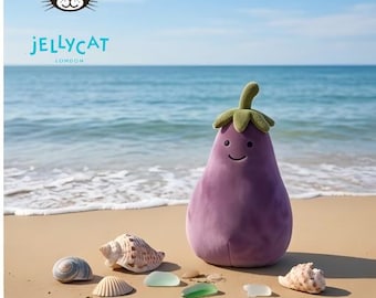 Rare Vivacious Eggplant Plush, Super Soft Purple Vegetable Stuffie, Smiling Veggie Toy, Unique Gift for Kids & Foodies, Small or Large Size