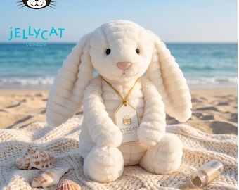 Jellycat Bashful Luxe Bunny Nimbus Plush - Double Cream Fur, 12 in (31 cm) - Soft, Collectible, Gift for Easter/Baby Shower