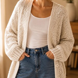 CROCHET PATTERN Cozy Textured Button Cardigan women's crochet cardigan sweater sizes XS-5XL, Easy Pdf Instant Download, Plus size gift