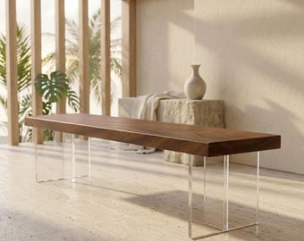 Acrylic Wood Bench Minimalist Modern Entryway Dining Seat