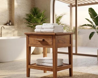 Wood Bedside Table Nightstand with Drawer Storage Shelf Solid Wood Bedroom Furniture