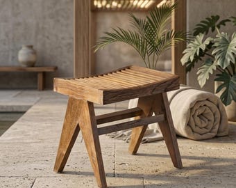 Antique Reclaimed Wood Stool Rustic Shoe Bench Small Seat
