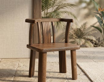 Low Wooden Tea Chair Japandi Solid Wood Meditation Seat