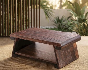 Solid Wood Japandi Tea Table: Minimalist Low Coffee Living Room Furniture