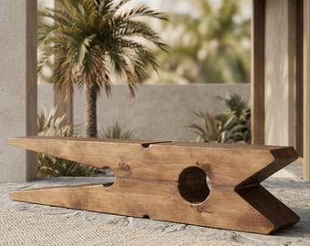 Banco rústico moderno de madera maciza con clips para la entrada del hogar.