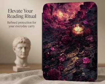 Dark Floral Kindle Case, Old Money Ereader Cover, Vintage Luxury Accessory