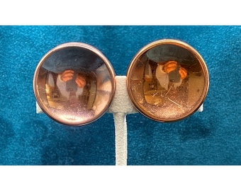 Vintage Copper Earrings Matisse Disk Clip On 1.1 "