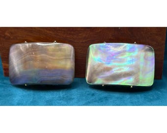 Clips para zapatos vintage de nácar iridiscente estilo Art Déco, completos, 2,25"