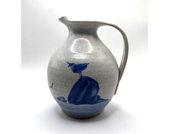Art Pottery Pitcher Seagull Motif Robert Fishman Rhode Island 5.5" READ
