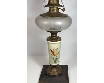 Vintage olielamp Victoriaans composiet Manhattan Brass Company voor restauratie