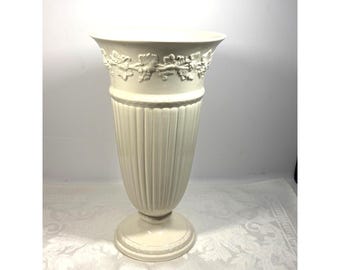 Vintage Wedgwood Vase Embossed Queensware Cream Large 10.75" Tall