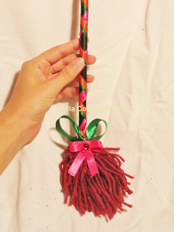 Items similar to Hanging Broomstick Decoration Magenta on Etsy