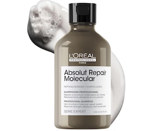 Champú reparador profundo sin sulfatos moleculares Absolut Repair de L'Oréal Professionnel para cabello dañado, 300 ml.