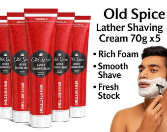 Crema da barba Old Spice 70 g x 5 / Schiuma ricca / Rasatura delicata / Prodotto fresco