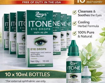 ITONE Collirio 10 ml x 10 / Collirio ayurvedico a base di erbe per la cura degli occhi / Scadenza 2027