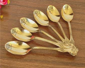 Cuchara de diseño hecha a mano de latón puro, vajilla, artículos de mesa para el hogar / hotel / restaurante - Pequeña - 6
