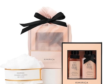 Kimirica "Nothing But Love Duo" Potli gift set, Fragnance of Gardenia and Night Blooming Jasmine, Perfect gift set, Contains Shower gel 50ml