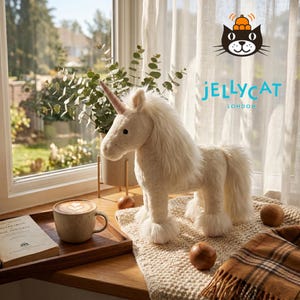 Jellycat White Unicorn Plush Toy, Magical Stuffed Animal, Fairy Tale Nursery Decor, Premium Heirloom Plushie, 12.6" (32 cm)