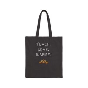 Teach Love Inspire Tote Bag | Teacher Canvas Tote, Bag Graduation, Gift Teacher, Appreciation Custom,With Love From Alaska|Black and White