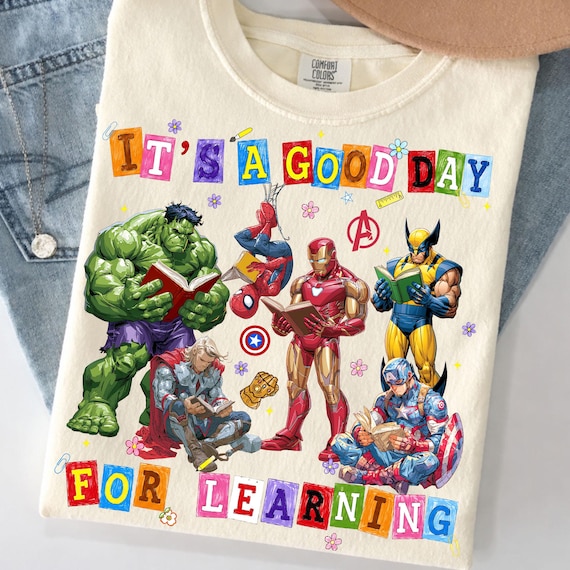 It's A Good Day For Learning PNG, Superhero Teacher Sublimation, Back To School PNG, Heroes Reading Book Digital Download