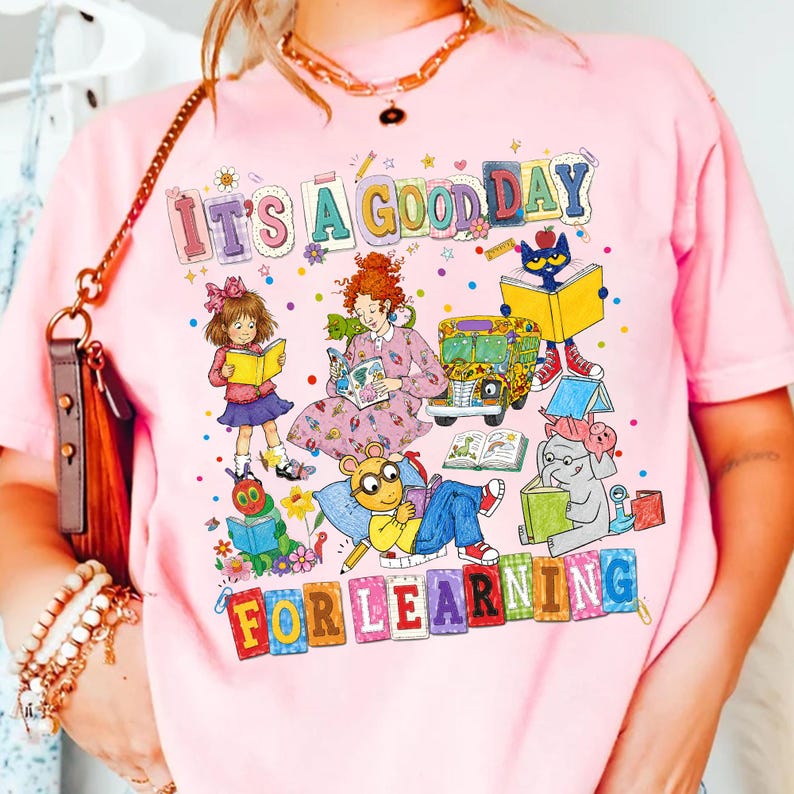 Es un buen día para aprender PNG, diseño retro de sublimación para profesores, archivo de camiseta de personajes de cuentos, imágenes prediseñadas de regreso a clases imagen 4