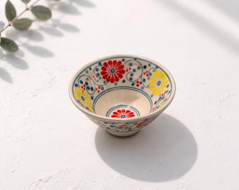 Small Ceramic Bowl - Floral Candle Holer, Jewelry holder, Coin Holder, handmade pottery gift