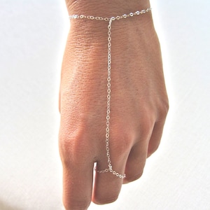 slave bracelet - hand chain // delicate sterling silver hand ring bracelet
