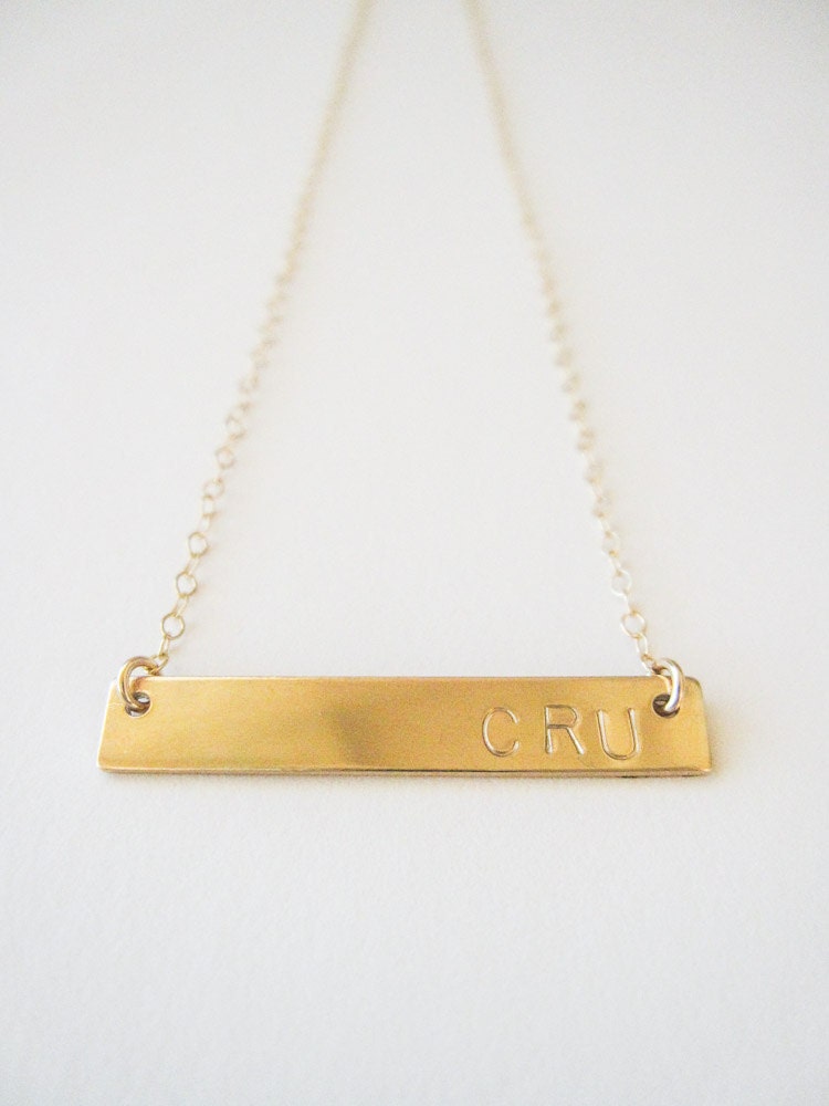 necklace // 14k gold filled bar with customized initial(s), name, let…