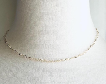 delicate gold heart chain necklace, dainty gold filled heart necklace, tiny, valentine’s day gift for girls girlfriend wife friend
