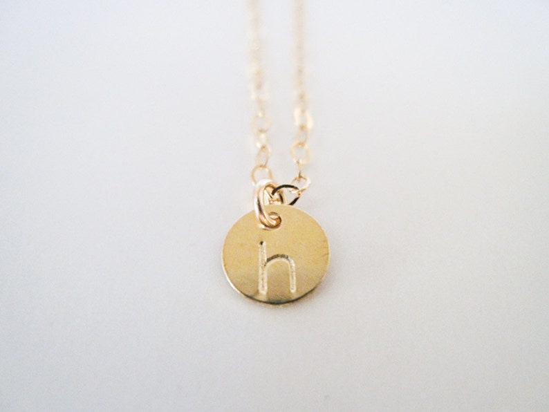 Necklace // Dainty 14k Gold Filled Initial Letter or Number Etsy