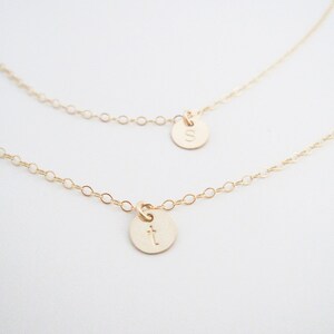 bracelet // custom personalized initial letter number stamped 14k gold filled sequin charm bracelet on delicate 14k gold filled chain