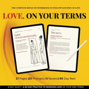 Self Discovery Workbook, Self-Reflection Journal | Understand Yourself + How You Love | 5 Facets Audit + Monthly Check-In | Fillable PDF